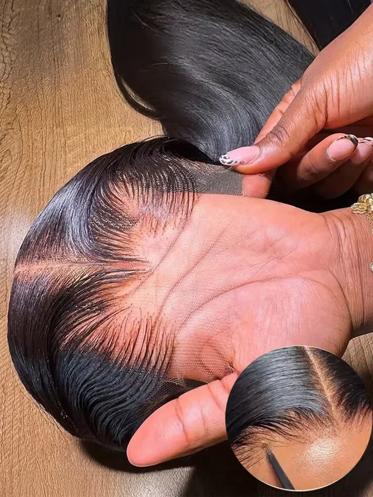 Umi 16-32 Inch 13x4 Hd Lace Front Wig 300% Density Brazilian Bone Straight 100% Human Hair Wigs Natural Black pre pluck Hairline