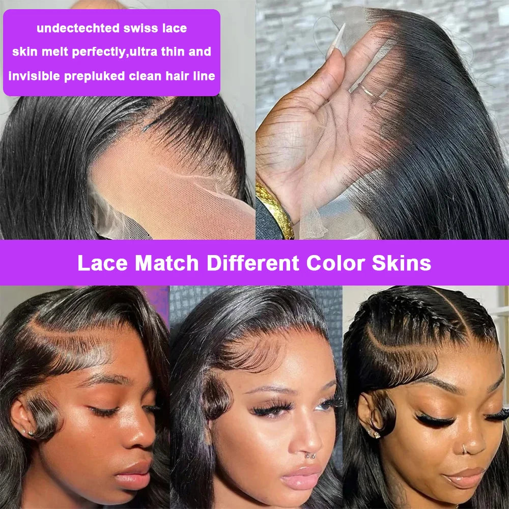 Umi 16-32 Inch 13x4 Hd Lace Front Wig 300% Density Brazilian Bone Straight 100% Human Hair Wigs Natural Black pre pluck Hairline