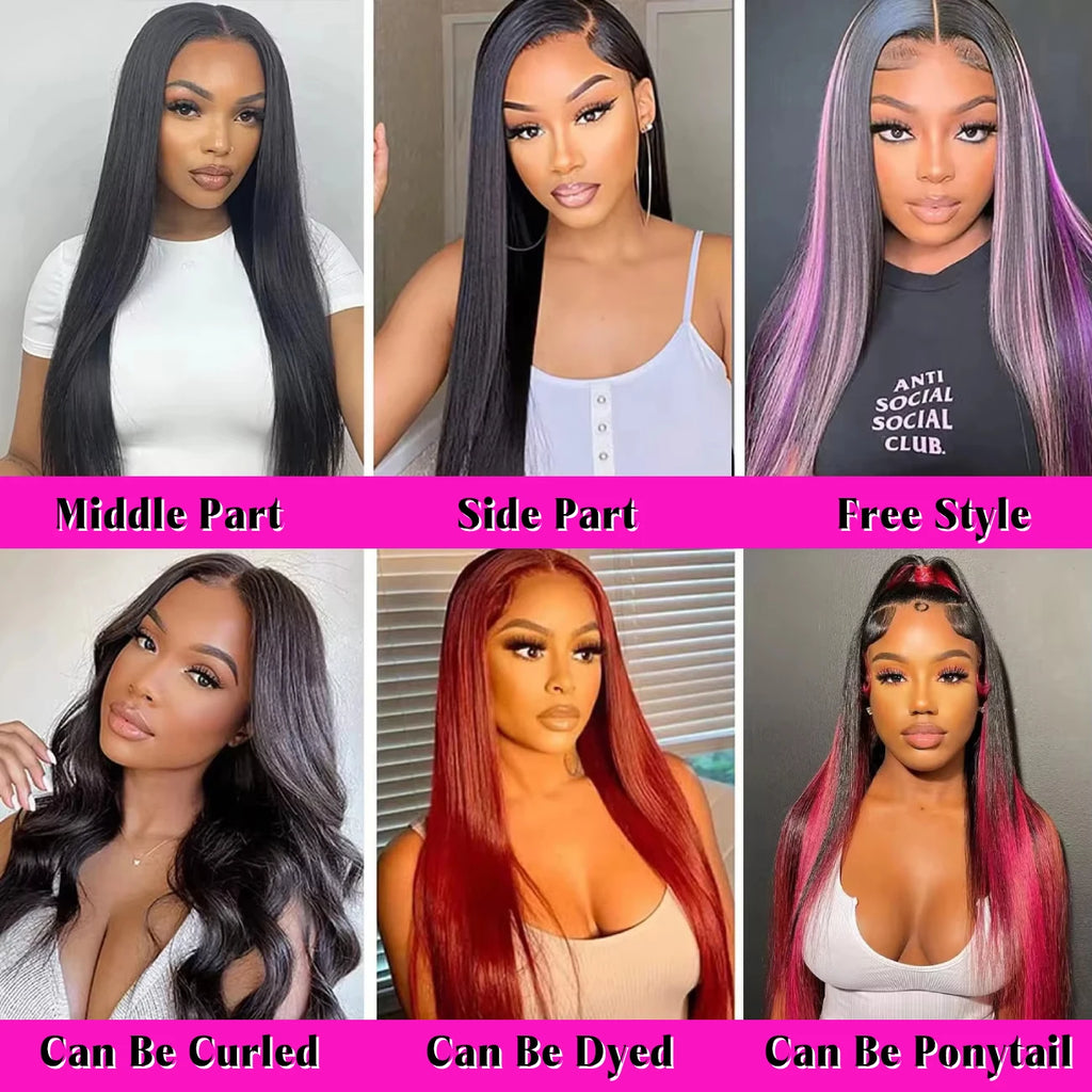 Umi 16-32 Inch 13x4 Hd Lace Front Wig 300% Density Brazilian Bone Straight 100% Human Hair Wigs Natural Black pre pluck Hairline